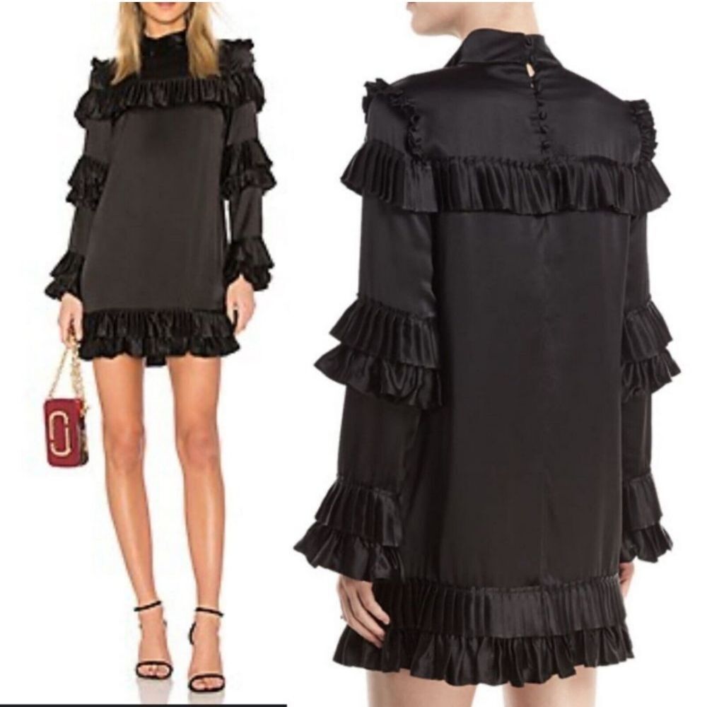 Frame Denim Black Ruffle Dress